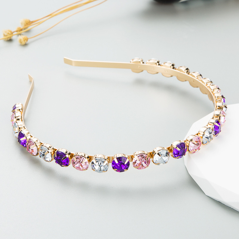 Europe New Arrival Luxury Headband Women Full Colorful Crystal Rhinestone Hairbands Women Hair Accessories Fashion Jewelry