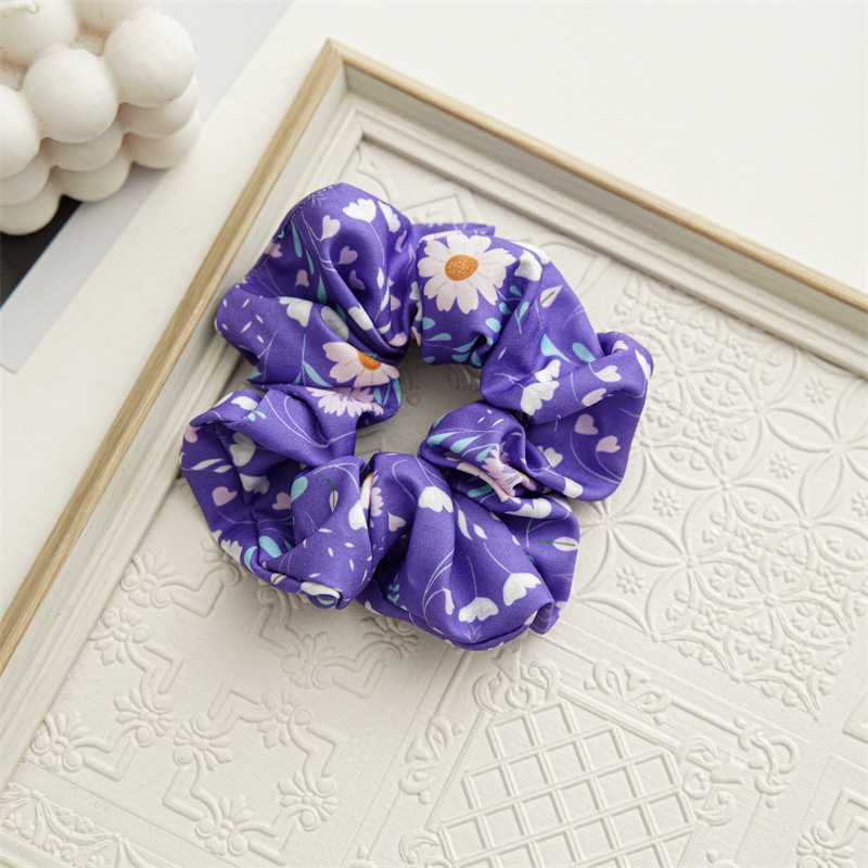 Pretty 2022 New Arrival Spring Women Hair Accessories Customize Print Flower Animal Heart Elastic Purple Hair Scrunchies