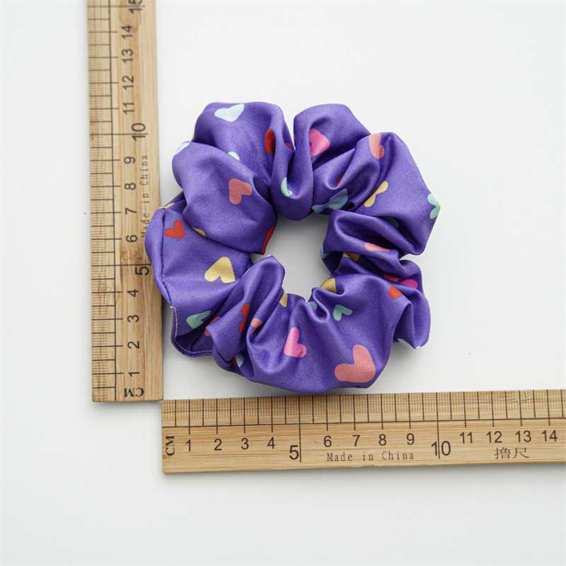 Pretty 2022 New Arrival Spring Women Hair Accessories Customize Print Flower Animal Heart Elastic Purple Hair Scrunchies