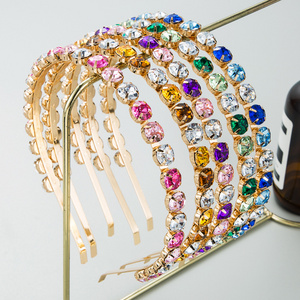 Europe New Arrival Luxury Headband Women Full Colorful Crystal Rhinestone Hairbands Women Hair Accessories Fashion Jewelry