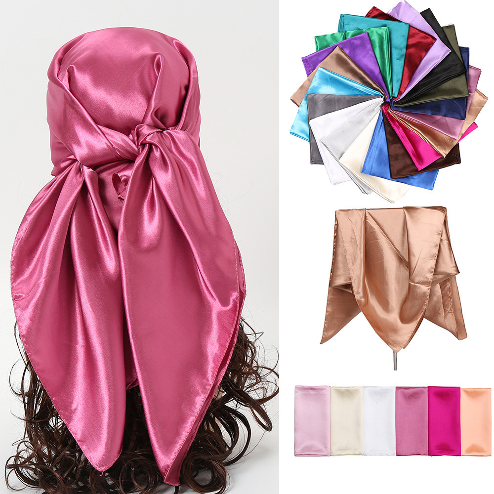 SongMay  fashion pure color silk satin shiny malaysia foulard muslim wholesale turkish hijab women square satin scarf