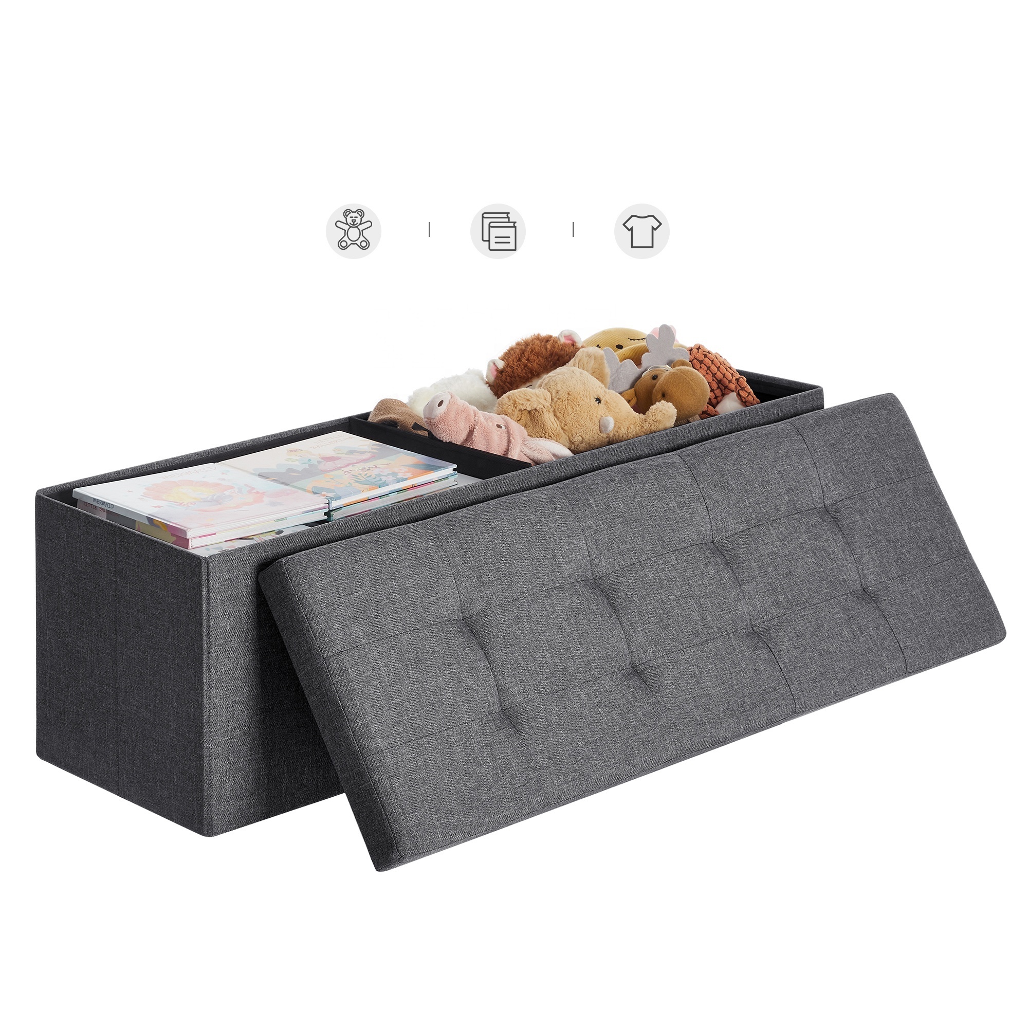 SONGMICS Modern bedroom bed end ottoman stool bench 120L Storage Box Ottoman colorful Foldable Storage Ottoman