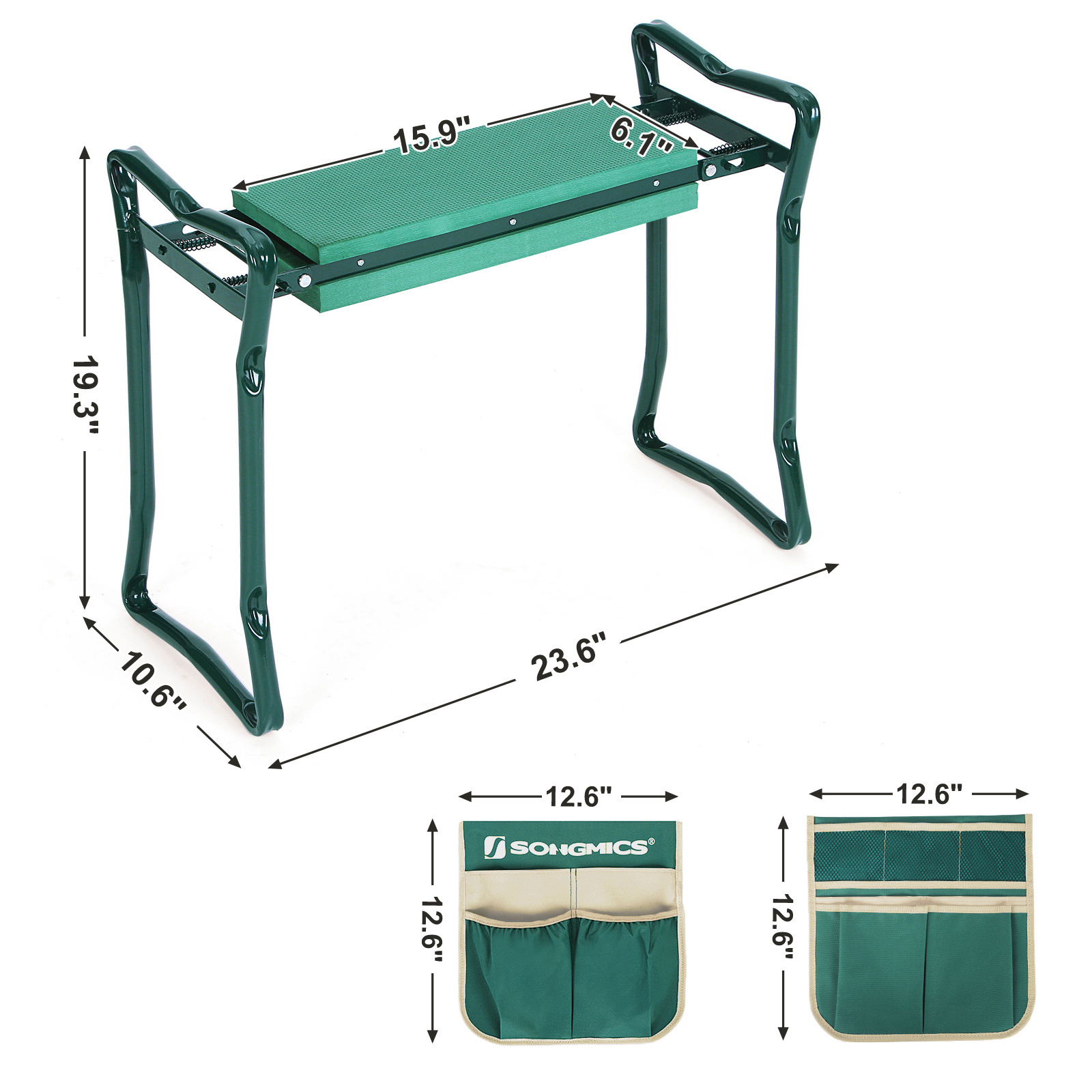 SONGMICS Outdoor Portable Kneeler Seat Sitting Stool with Tool Bag Multifunction foldable garden kneeler and seat