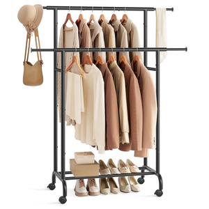 SONGMICS Customized Metal Cloth Hanger Garment Rack bedroom hanging clothes coat racks with wheels Clothing Display Rack