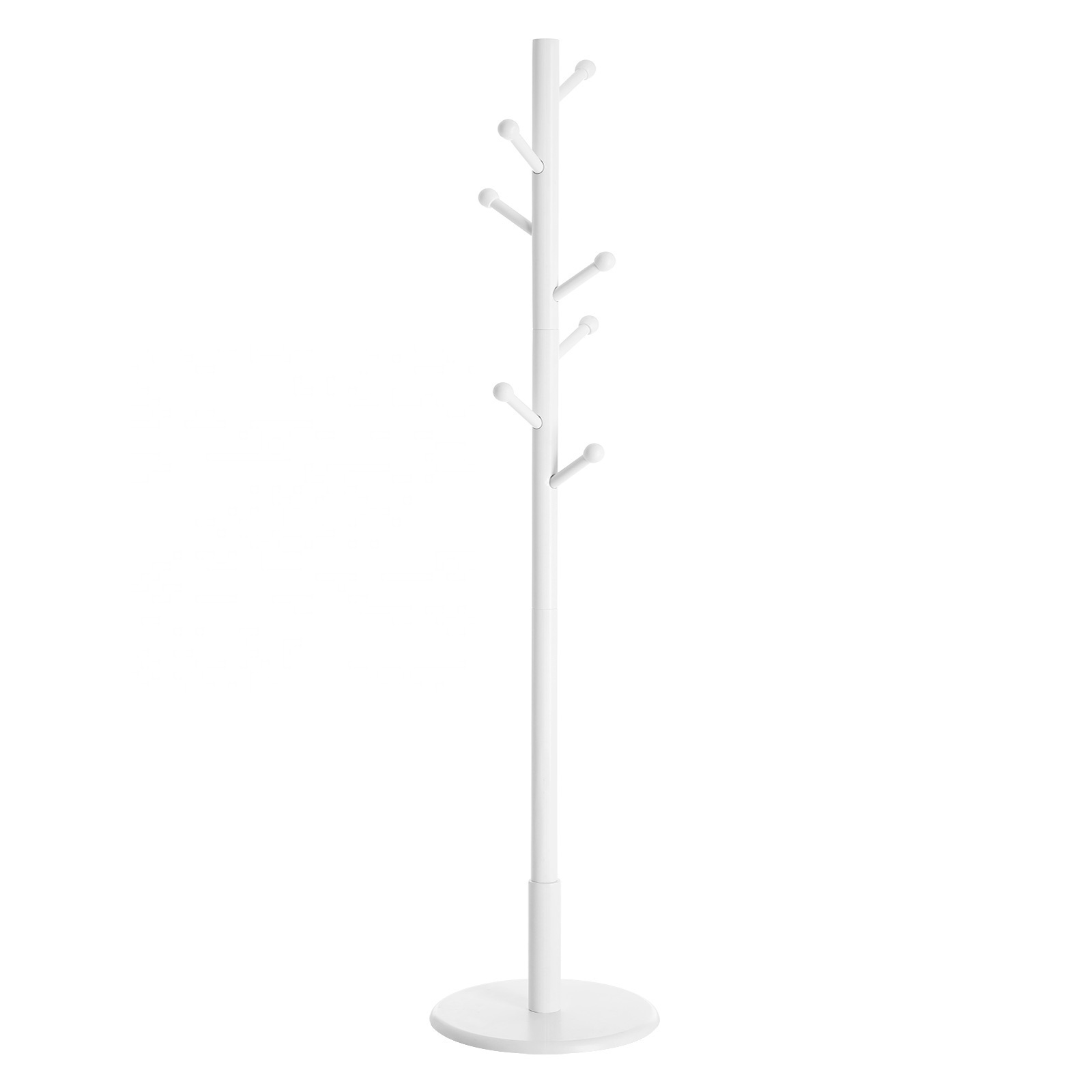 VASAGLE 7 Hooks Round Bottom Wood Hall Tree White Coat Rack Standing