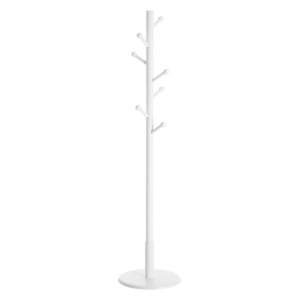 VASAGLE 7 Hooks Round Bottom Wood Hall Tree White Coat Rack Standing