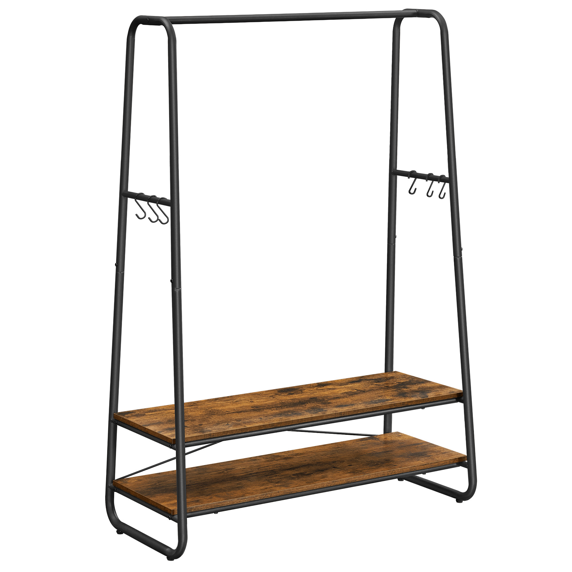 VASAGLE  Industrial Drying Rack Clothes Rails 2 Shelves Coat Rack With Shelf Hallway Bedroom