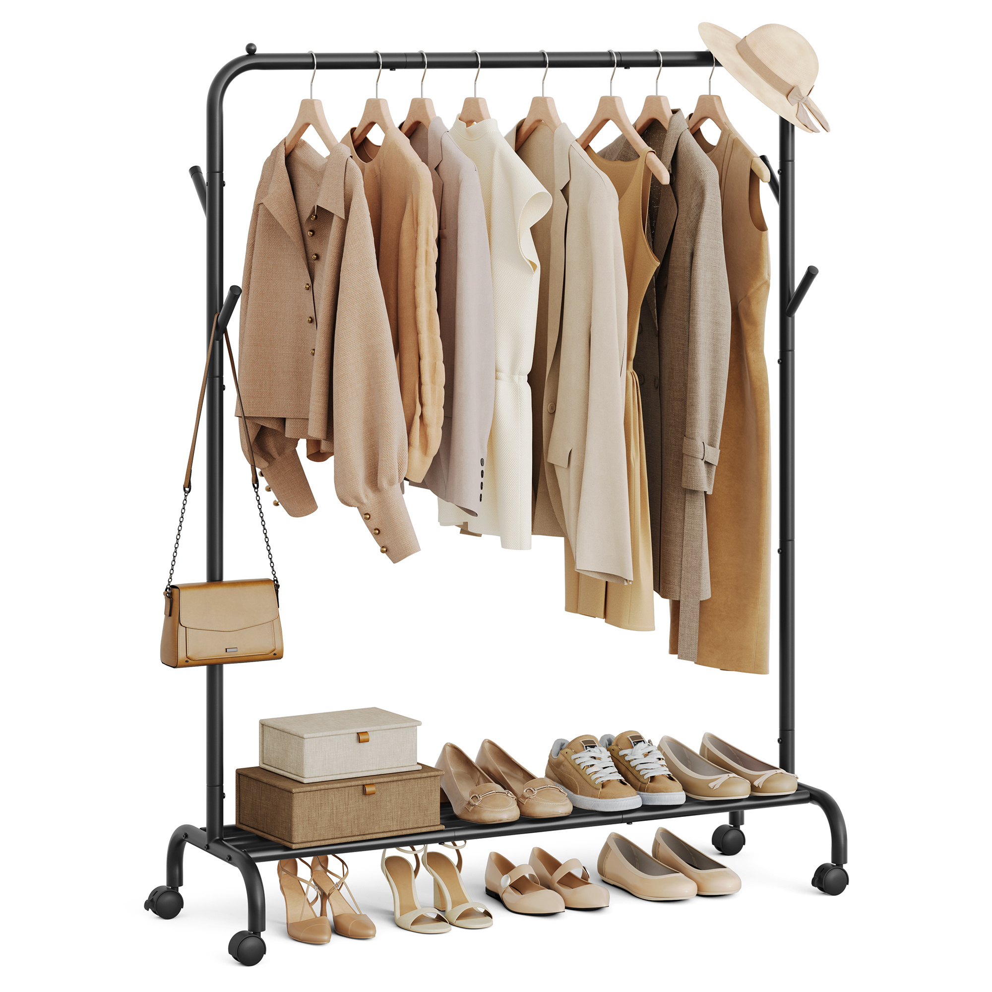 SONGMICS Free Standing Coat stand  Indoor Outdoor Cloth Storage Rack  garment racks Single pole clothing drying rack