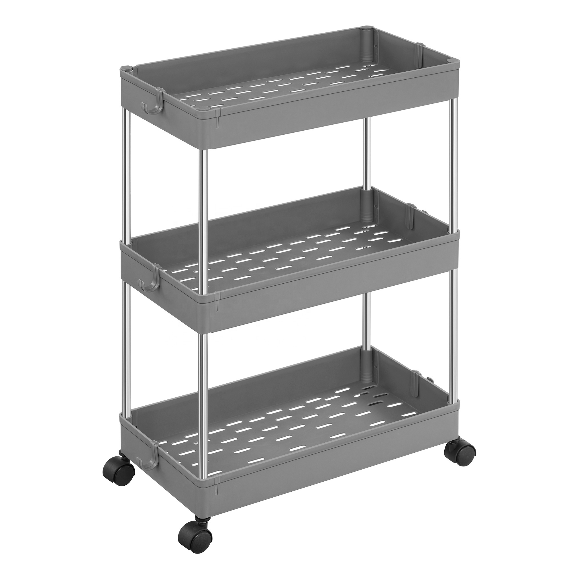 SONGMICS Narrow Storage Trolley for Kitchen Bathroom Office 3 Tier Standing Shelf Unit Storage Holders & Racks