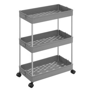 SONGMICS Narrow Storage Trolley for Kitchen Bathroom Office 3 Tier Standing Shelf Unit Storage Holders & Racks