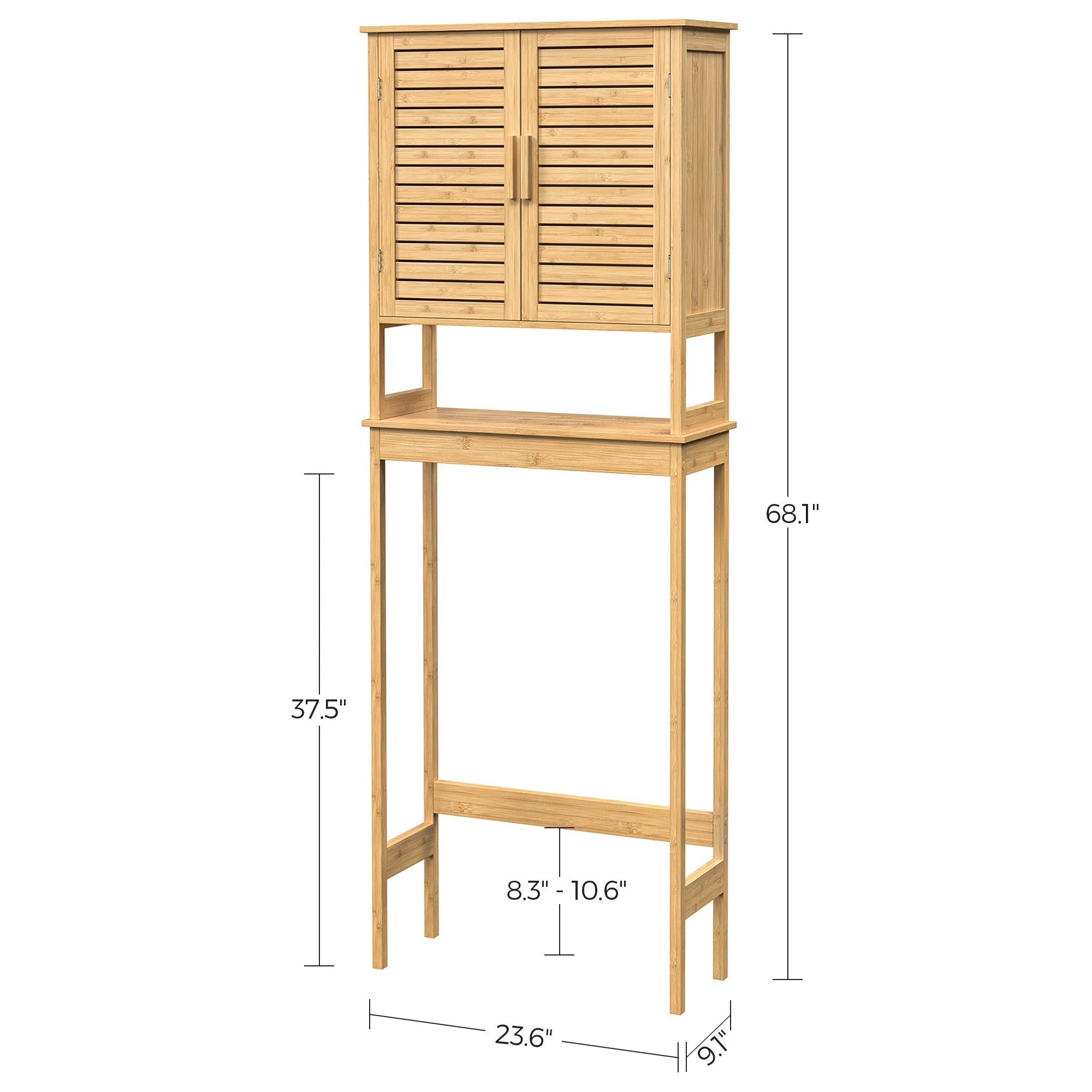 SONGMICS Multi Tier Bamboo storage Rack for Laundry Bathroom Over the Toilet Storage cabinet