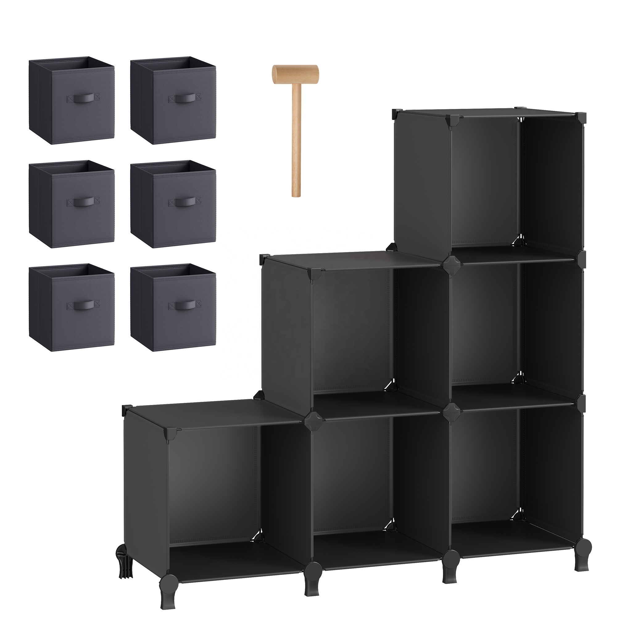 SONGMICS Customizable Shape storage cabinet Cube Storage Organizer with 6 Storage Boxes