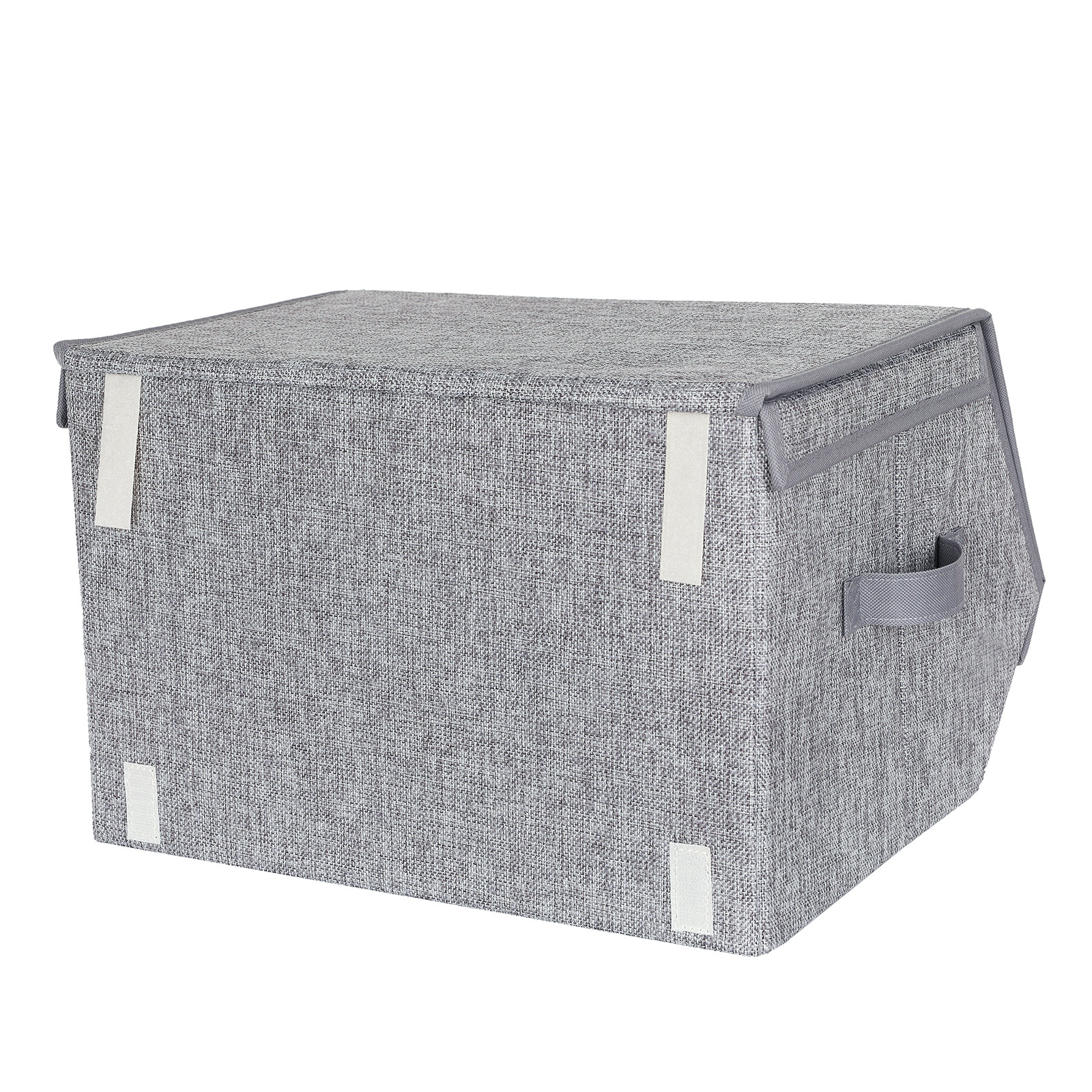 SONGMICS Stackable Folding Boxes with Fabric Cover Metal Frame and Side Handles Storage Boxes With Magnetic Hinged Lid