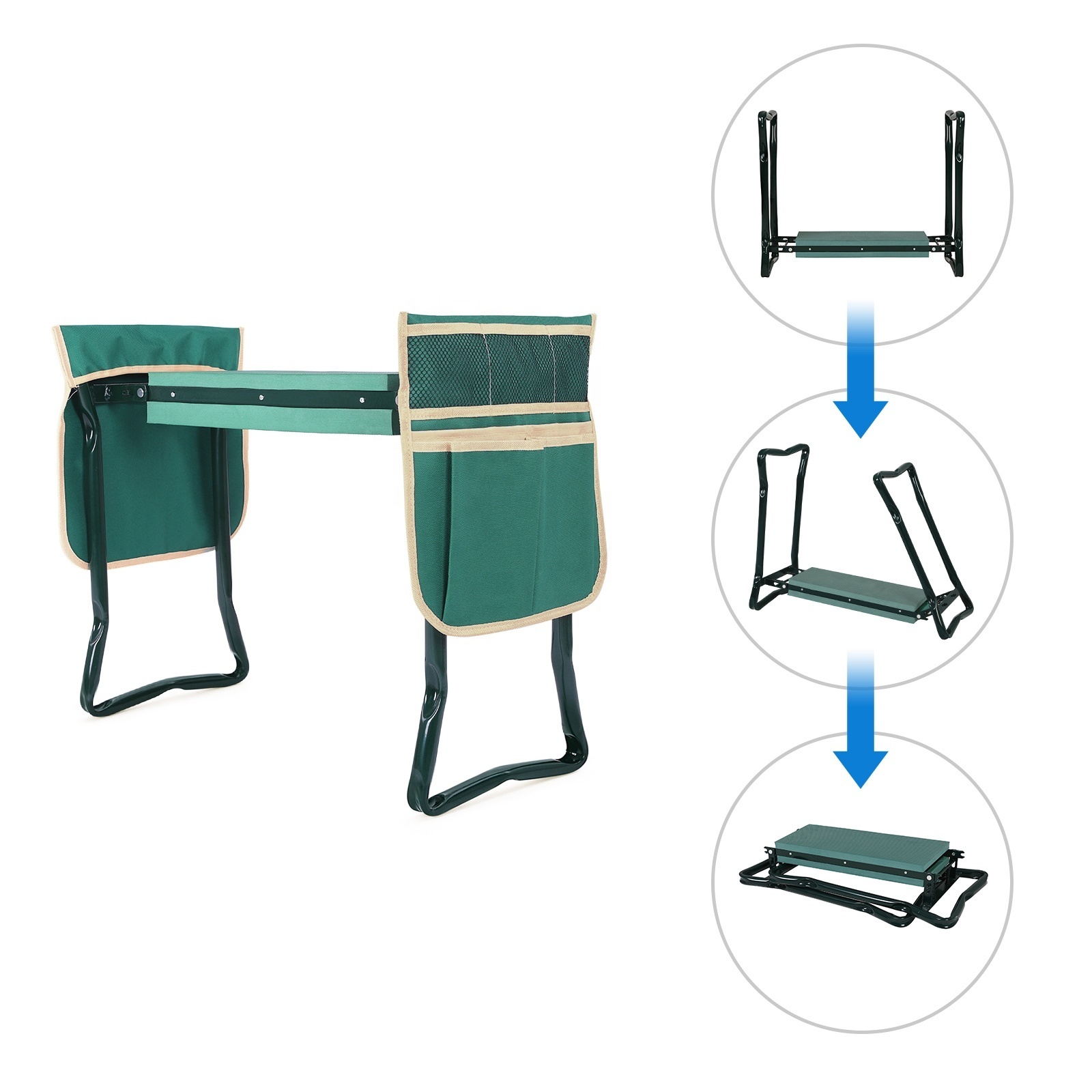 SONGMICS Outdoor Portable Kneeler Seat Sitting Stool with Tool Bag Multifunction foldable garden kneeler and seat