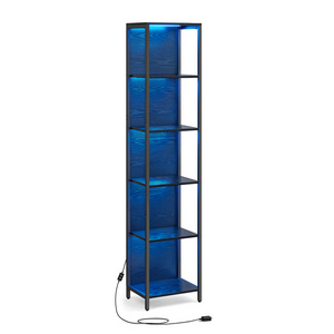 VASAGLE 6 Tiers Corner Shelf with Light LED Bookshelf Tall Display Shelf with Dimmable Lights