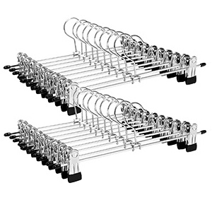 SONGMICS 20 pcs/set wire metal laundry clothes hanger pant hangers with clips metal clothes hanger