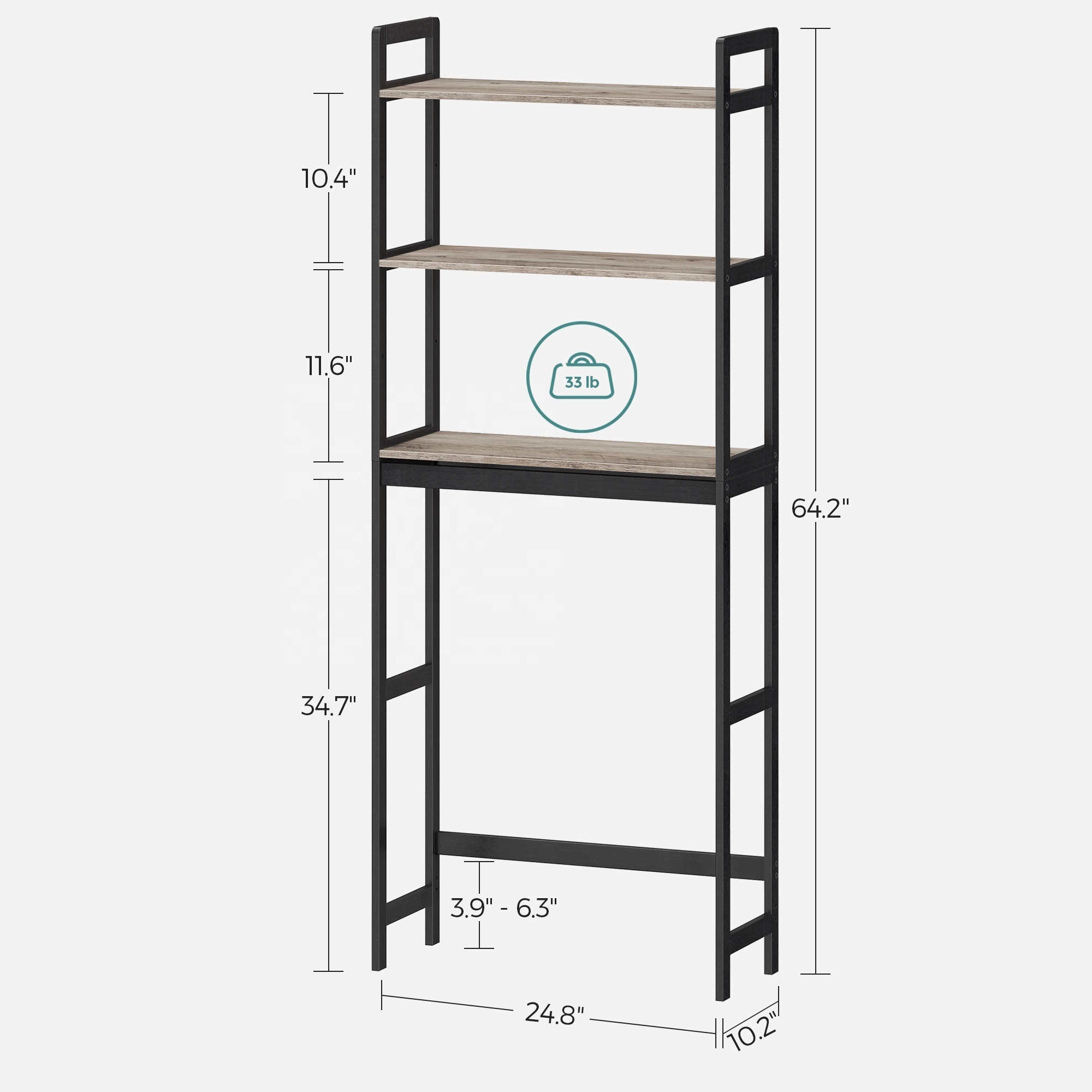 SONGMICS Bamboo Bathroom 3-Tier Eco-Friendly Storage Organizer Over The Toilet Storage Rack Shelf