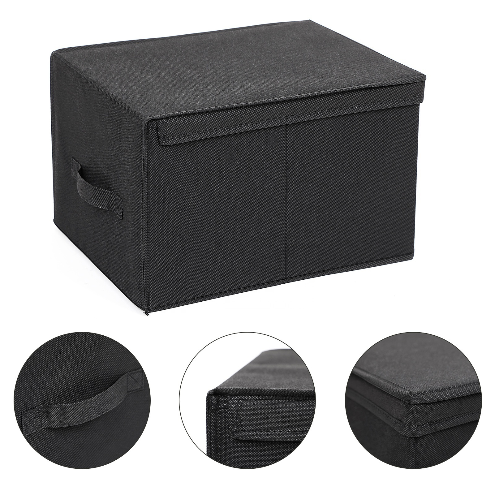 SONGMICS 3 pcs/set Foldable Storage Boxes with Lids Fabric Cubes with Label Holders Storage Bins Organiser