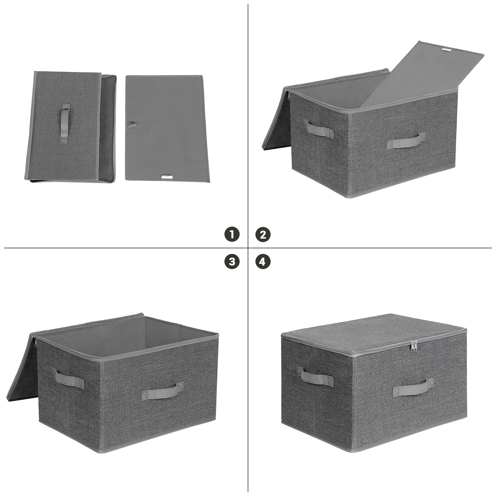 SONGMICS wardrobe Organizer Baskets With Handle Stackable Cube Container With zipper Lid Foldable Fabric Storage Boxes