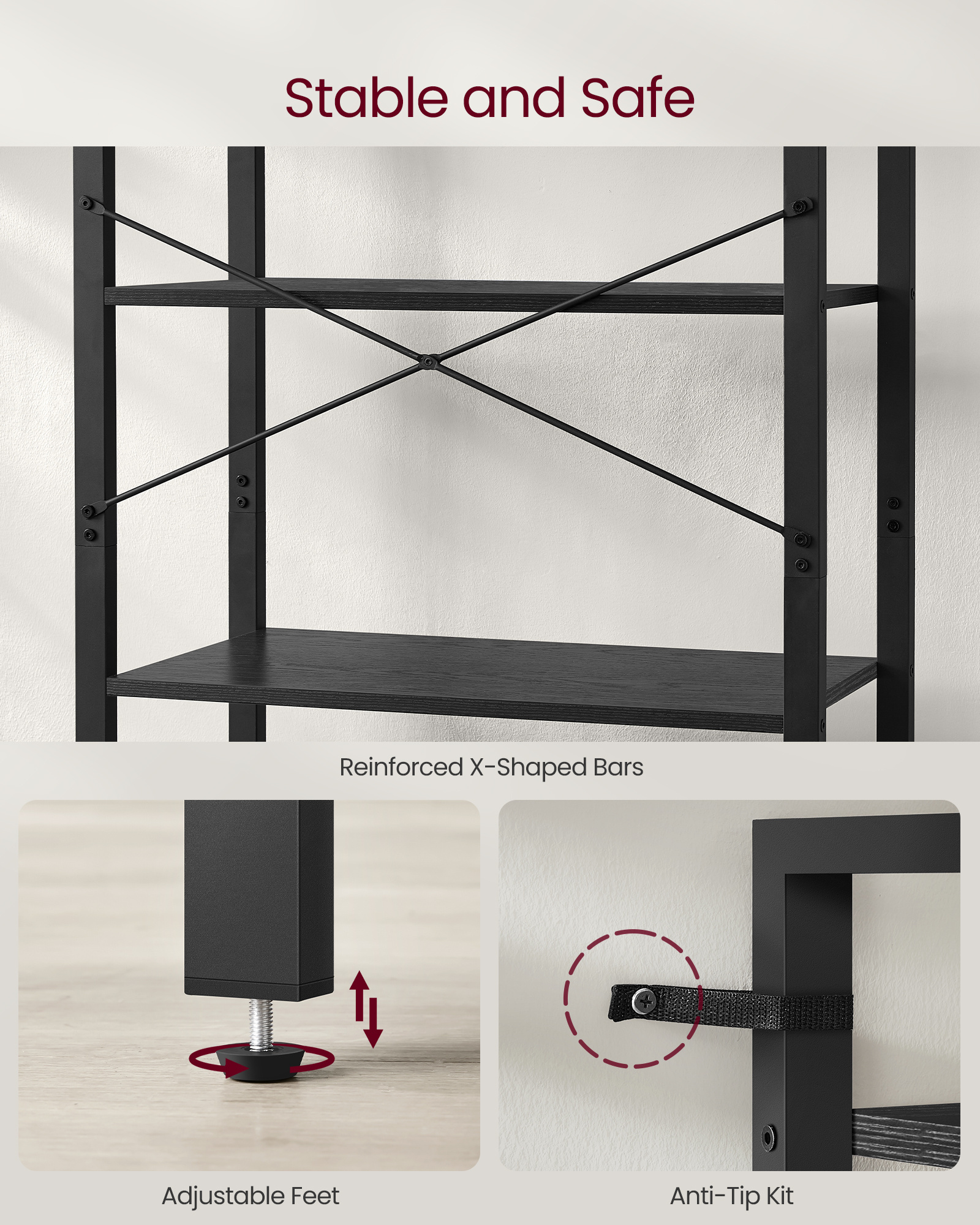 VASAGLE 6-Tier Tall Bookshelf Freestanding Shelf Unit for Living Room Bedroom Home Office