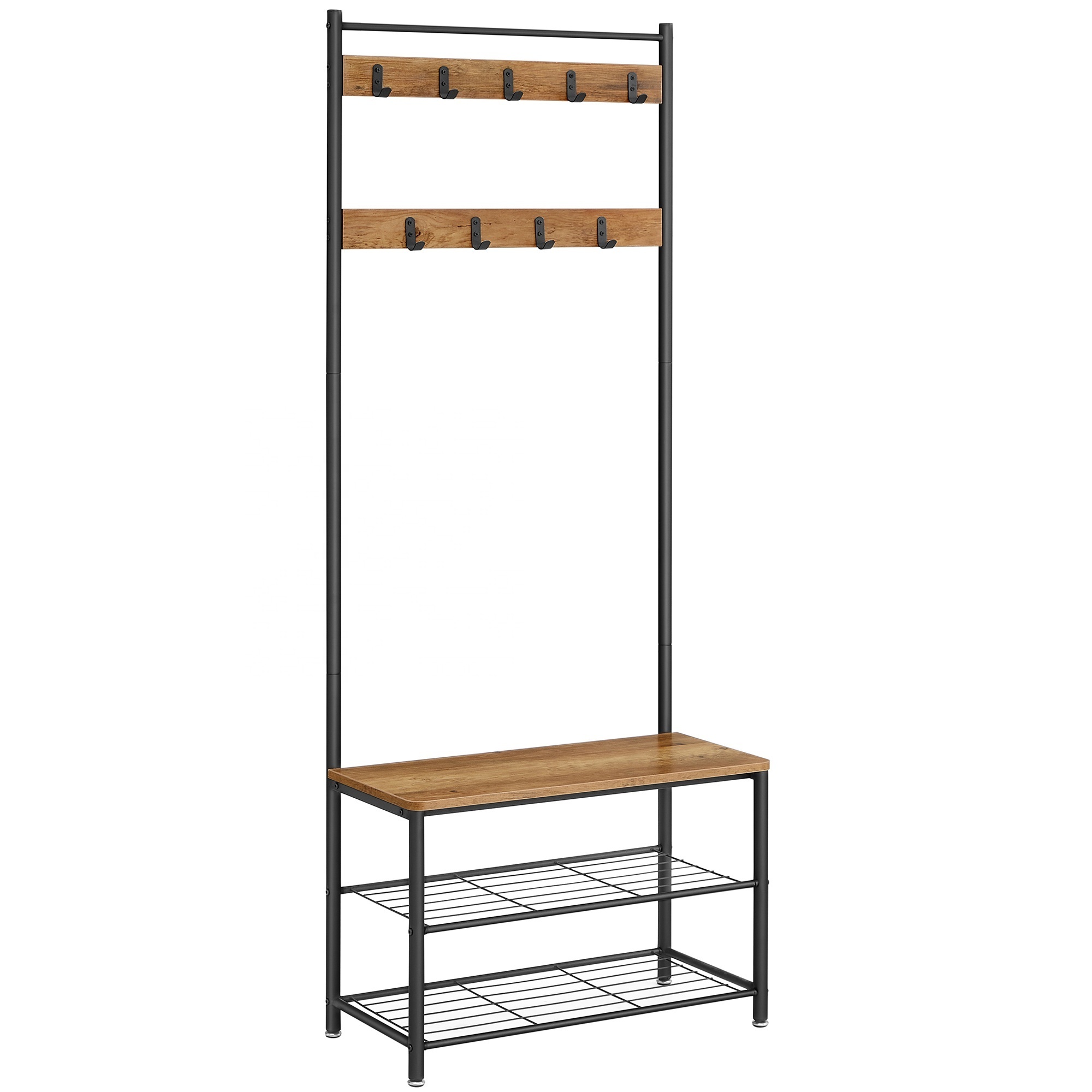 VASAGLE entrance industrial 3 shelves easy to assemble multifunctional metal clothes rack with shoe racks