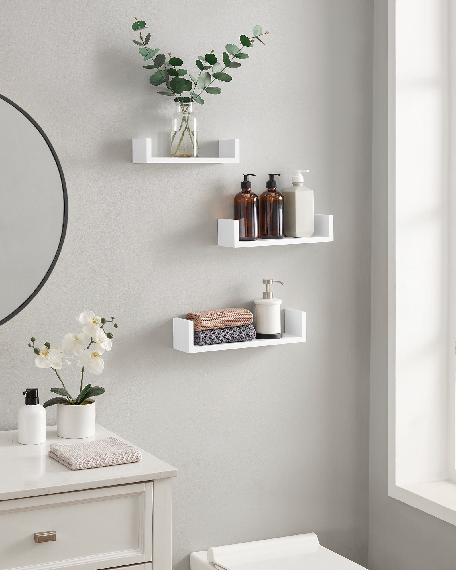 SONGMICS  Wooden Wall Mounted Display Storage Shelf Modern Home Decor shelf  Floating Wall Shelves