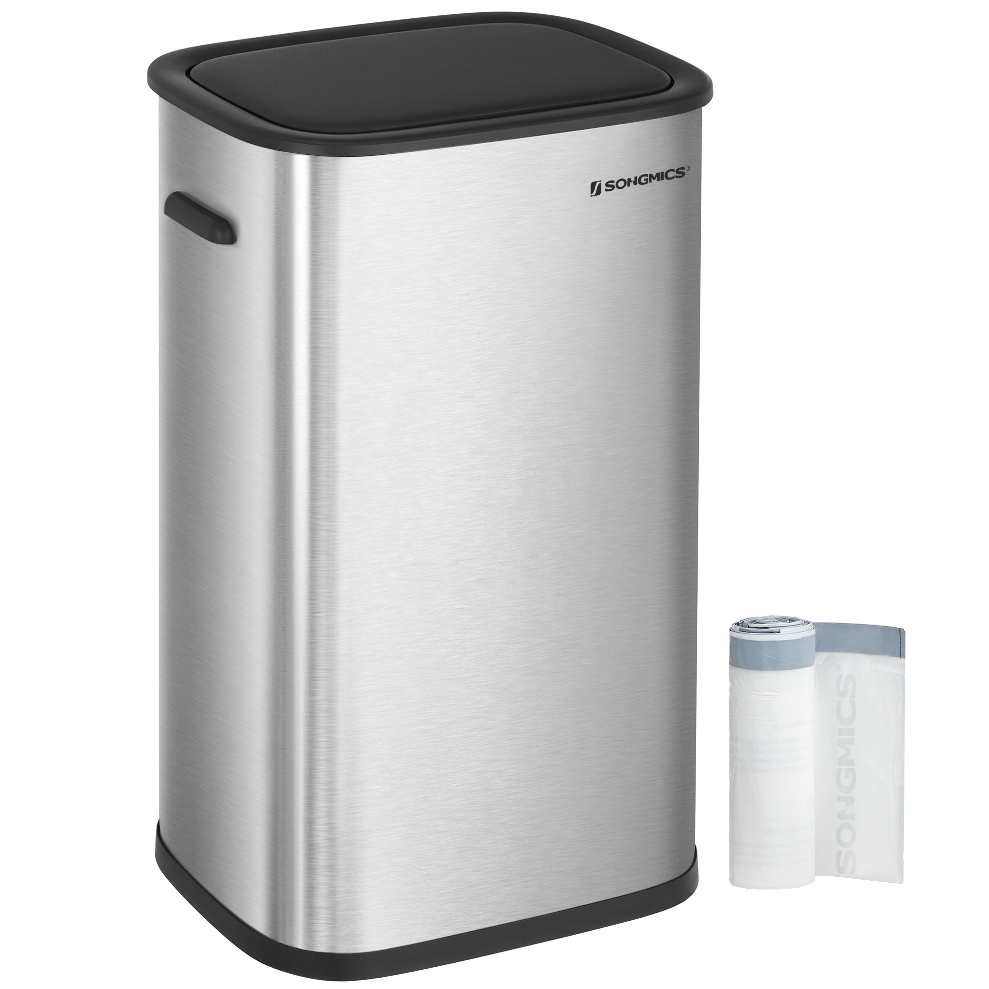 SONGMICS slim Kitchen Square Smart Sensor Trash Can 50 Liter Metal Waste Bin