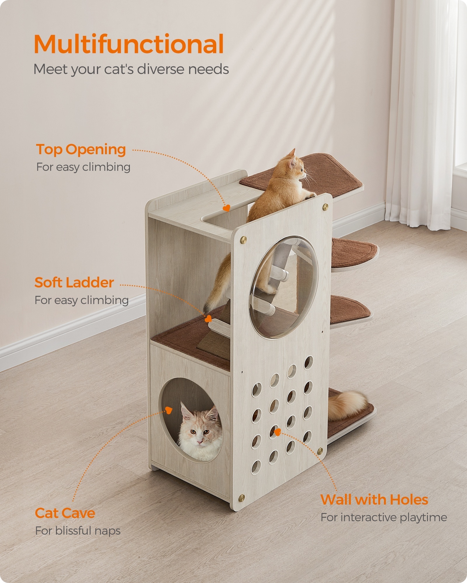 Feandrea Wholesale Pet Toy Pet Cat Furniture Luxury Pet Lover Gift Tower Houses scratcher Climbing Cat Tree