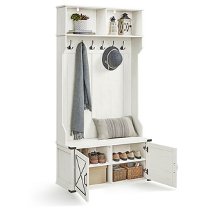 VASAGLE Entryway Hall Tree with Storage Bench Hallway Cabinet Cloakroom Coat Rack with Bench