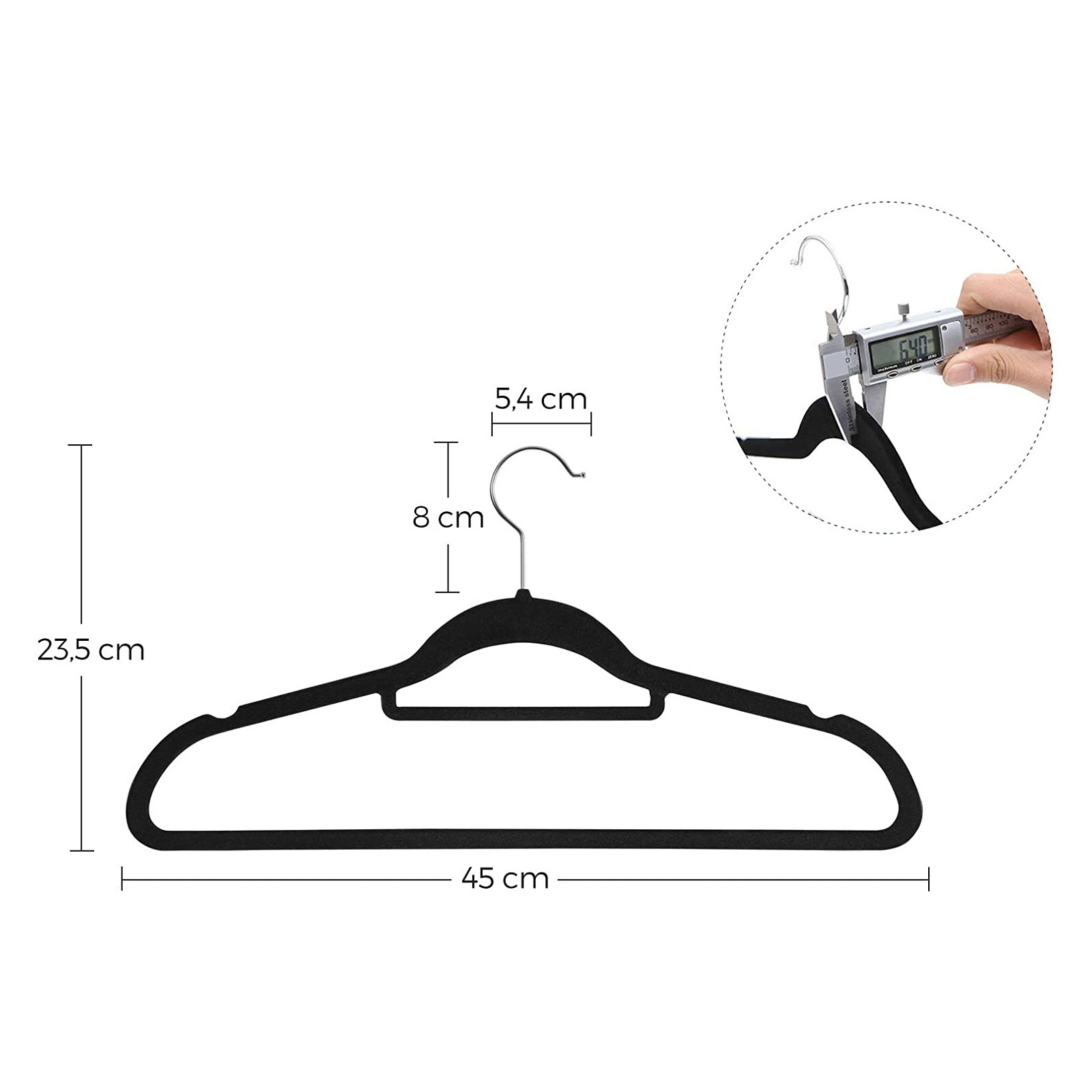 Wholesale Durable non-slip Plastic flocked coat hanger velvet suit clothes hangers with 360 rotating hook