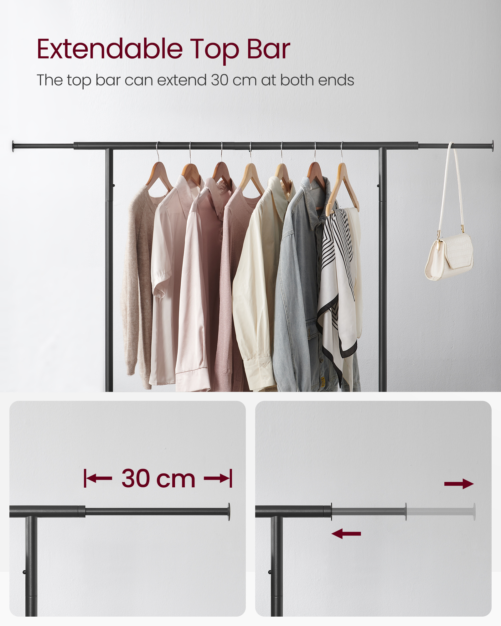 VASAGLE Industrial Design Clothes Rack metal laundry clothes drying stand with storage shelf Clothing Drying Racks