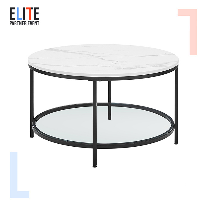 VASAGLE modern Couchtisch for the living room home white table basse round coffee table