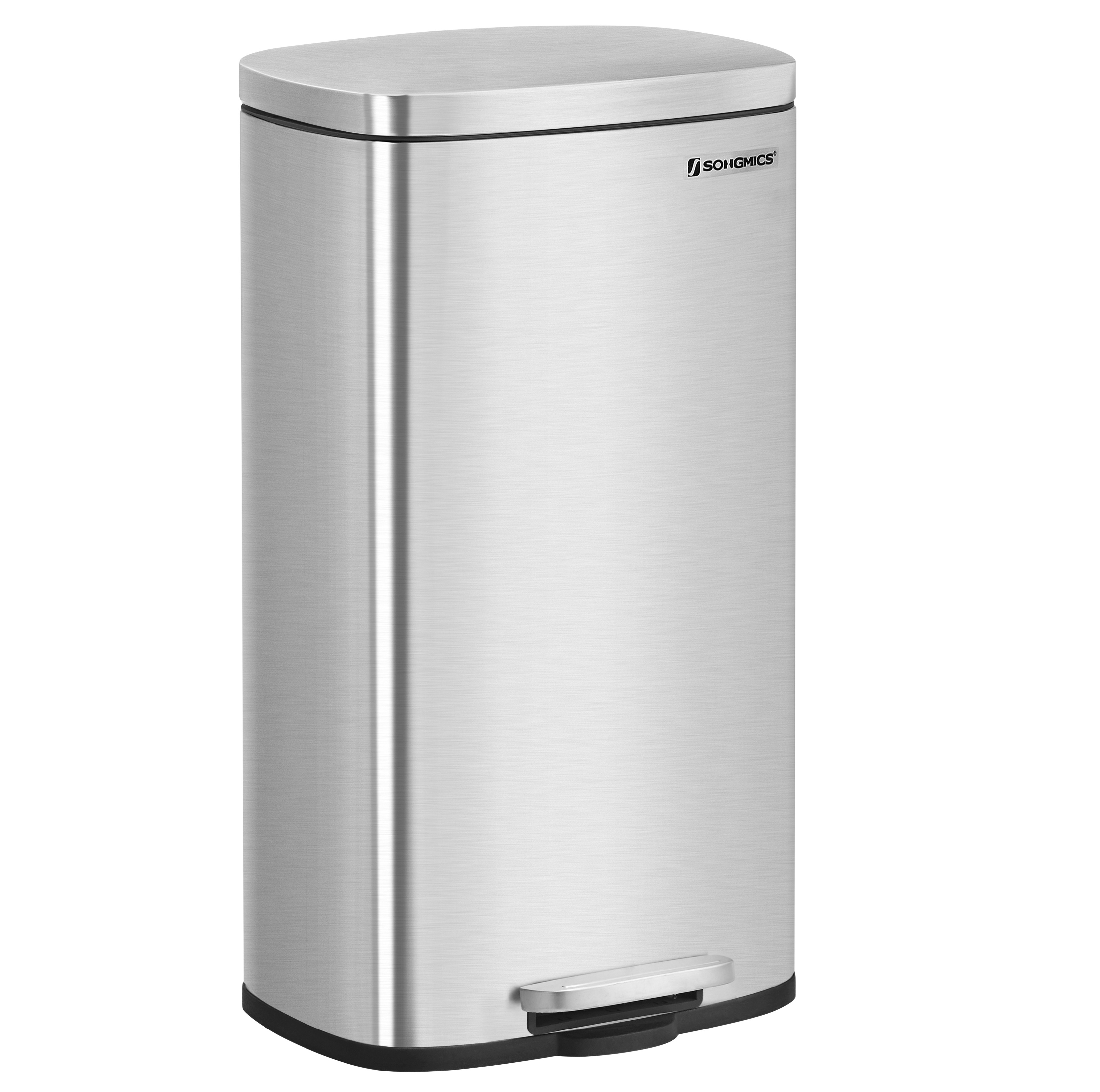 SONGMICS Wholesale home Kitchen Stainless Steel Nordic Trash Can hotel bathroom Metal Waste Bin 30L Pedal Bin Recycling Bins