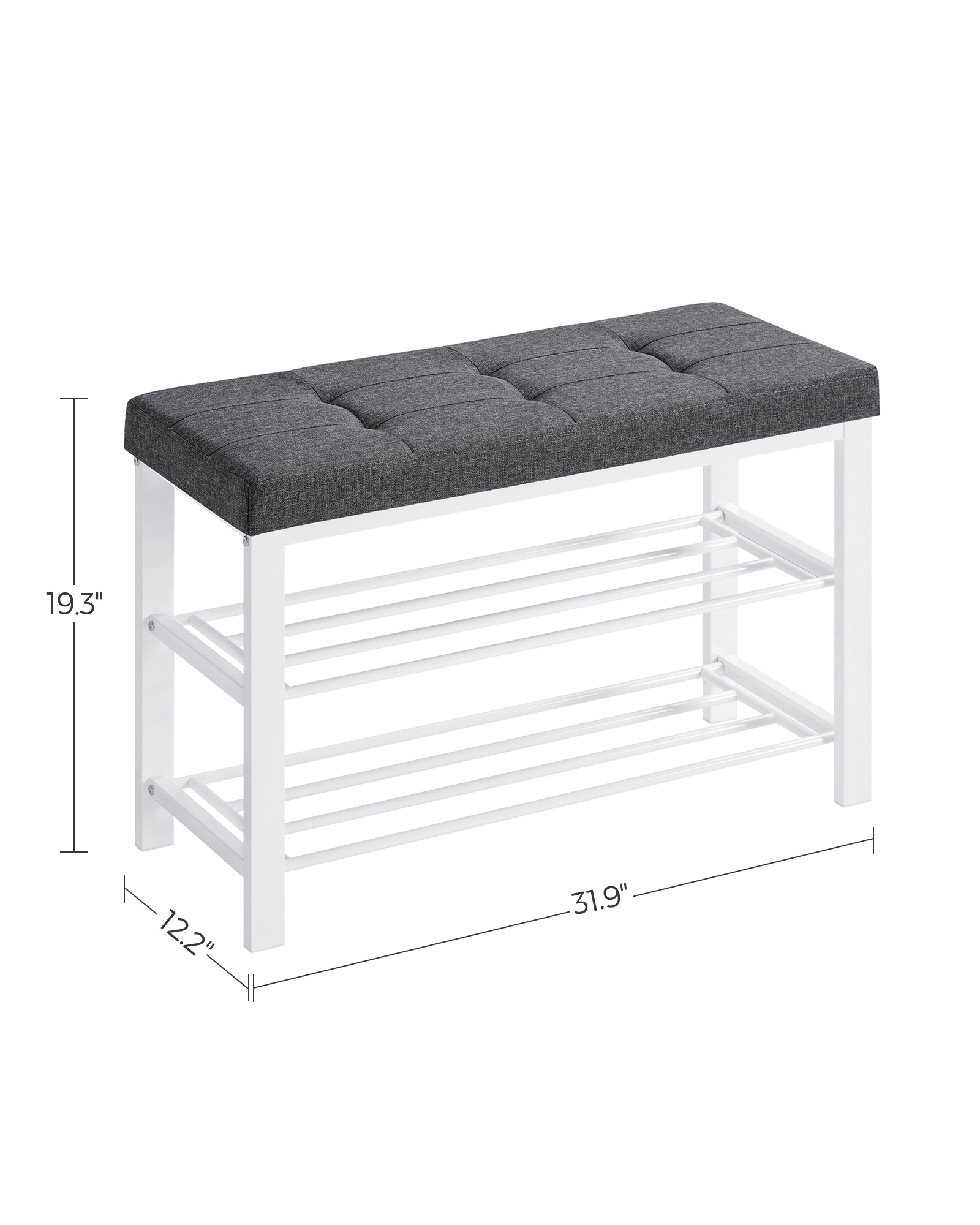 SONGMICS 3 tier wood and metal shoe rack for entryway and hallway shoe rack with seat modern wood shoe racks