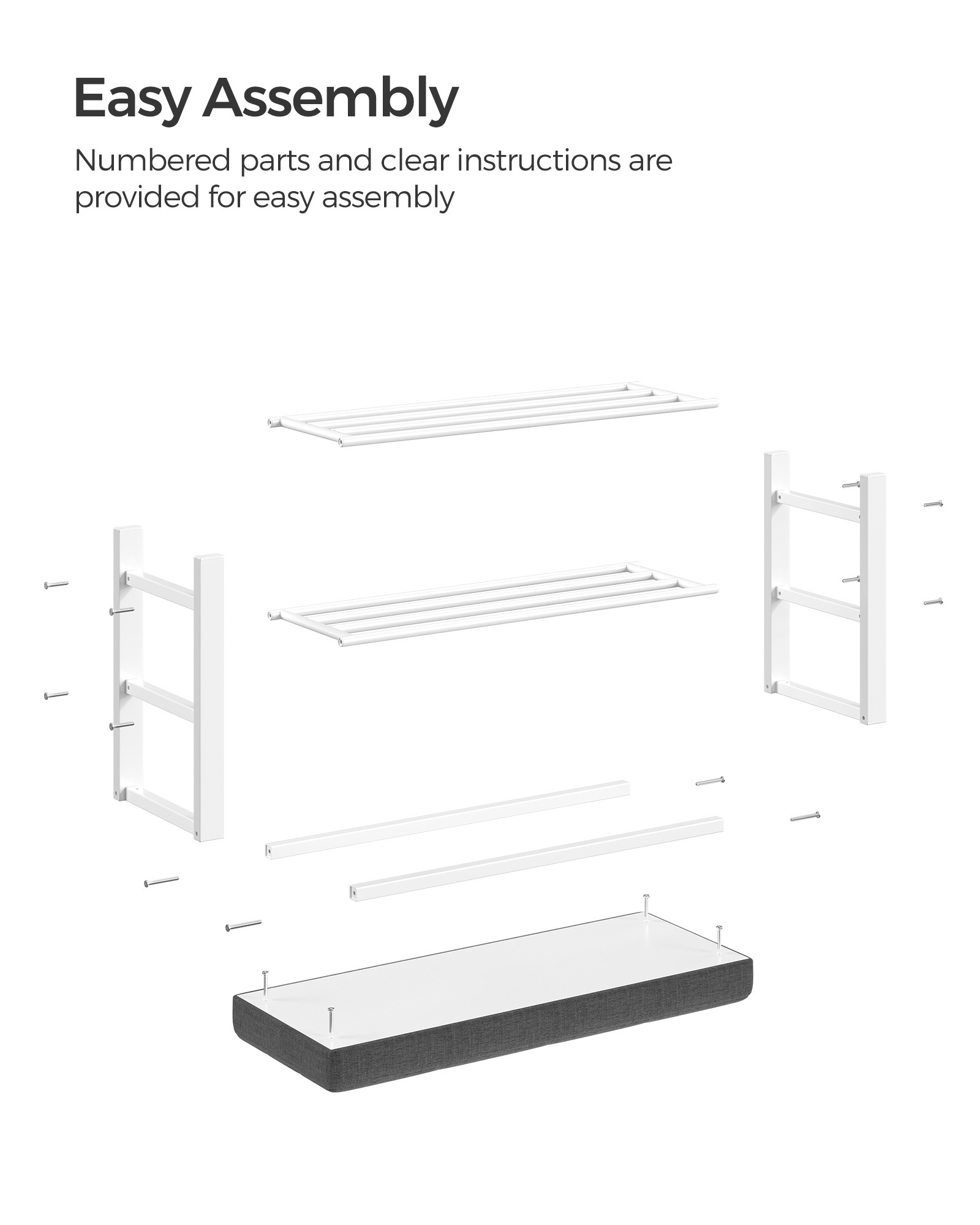 SONGMICS 3 tier wood and metal shoe rack for entryway and hallway shoe rack with seat modern wood shoe racks