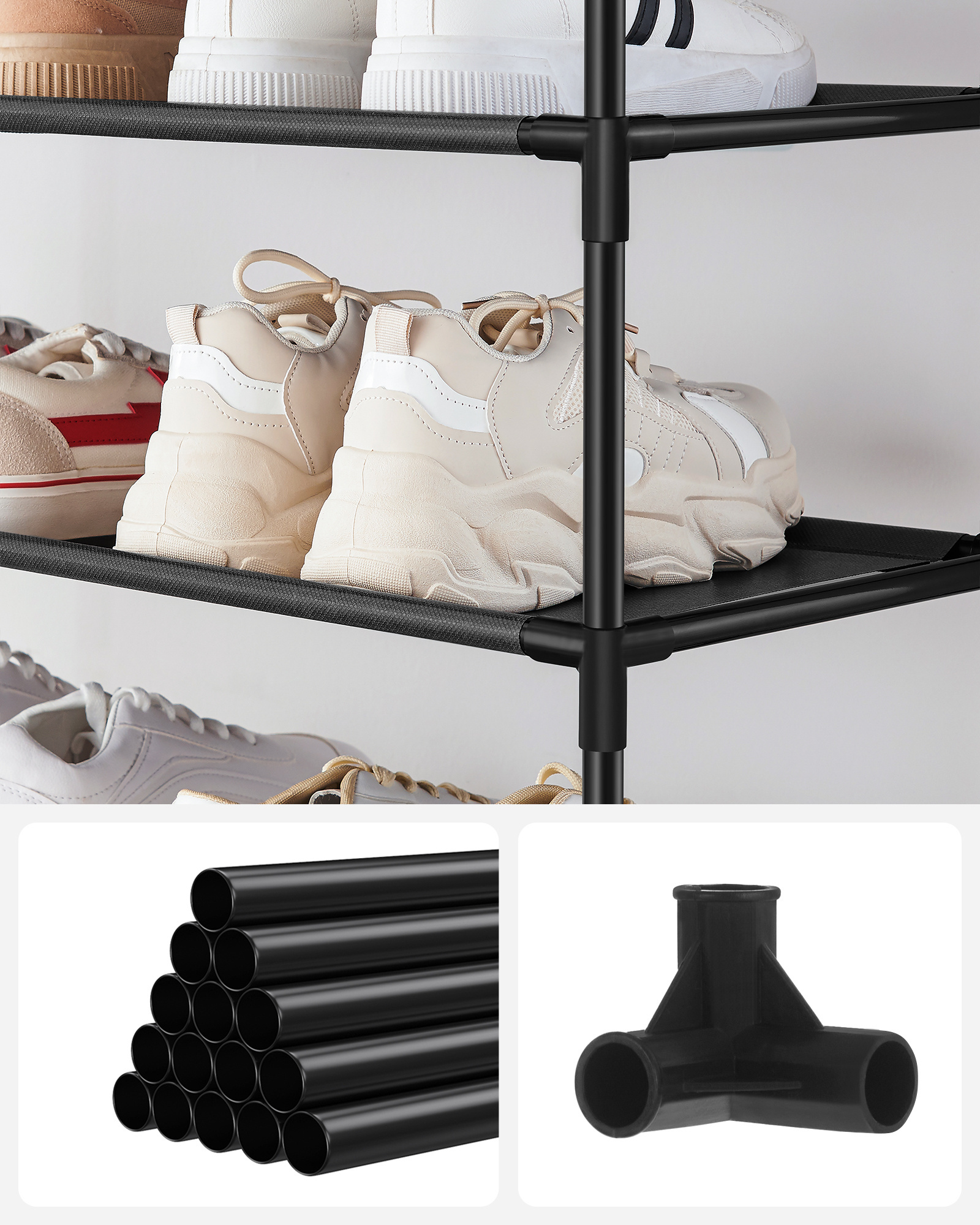 SONGMICS 10 tier shoe display rack stand shelves shoes rack stand storage plastic shoe rack