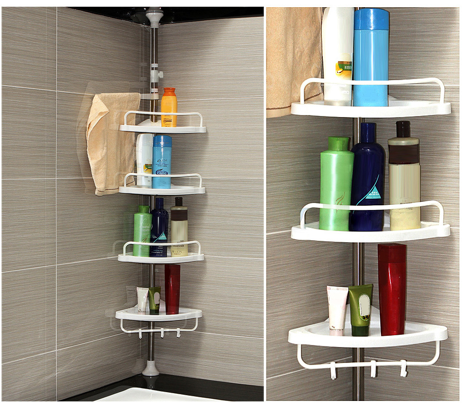 SONGMICS Strong and sturdy shower caddy Stainless Steel 4 Layers Wall Mounted Shower Rack Bathroom Corner Shelf