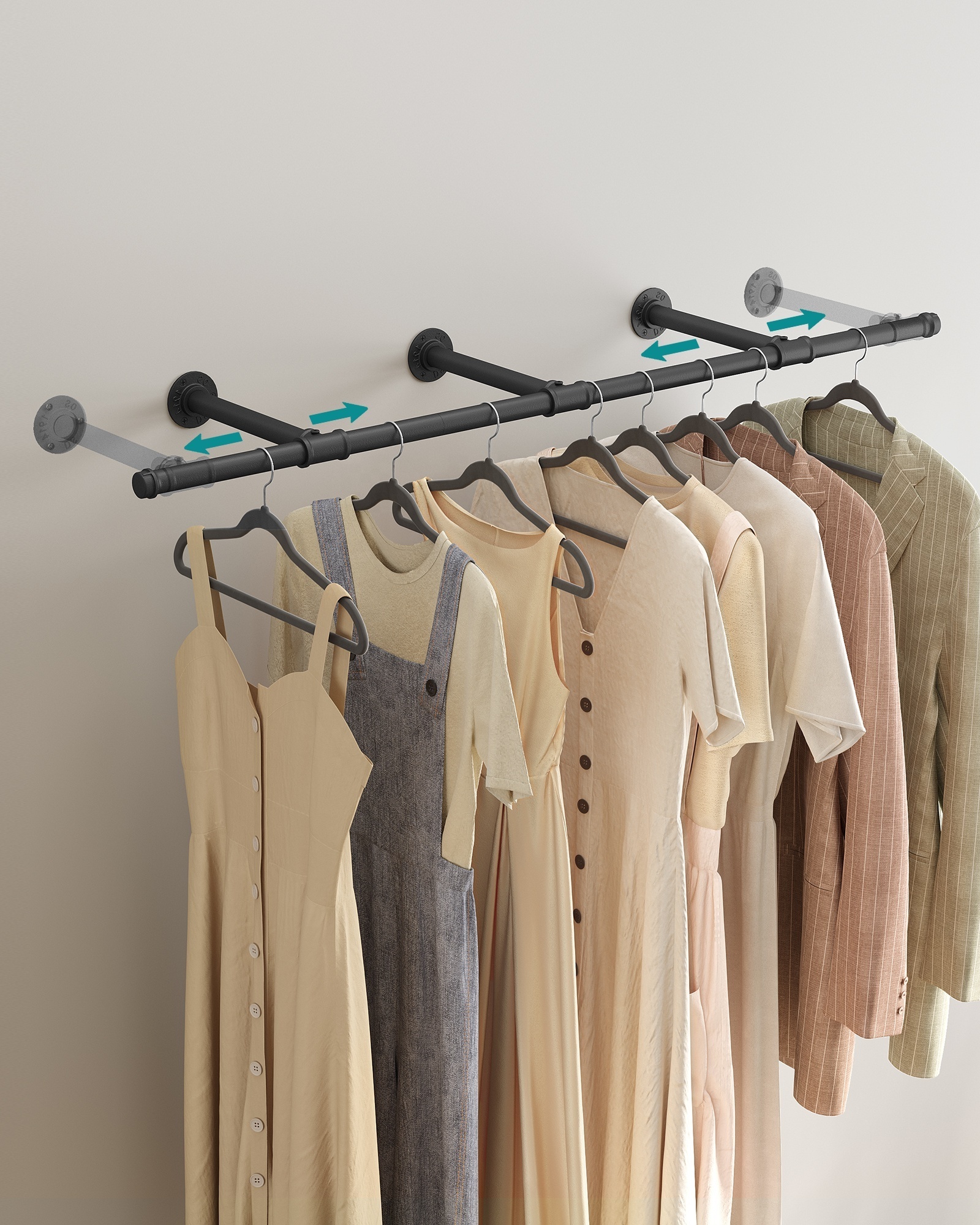 SONGMICS space saving  Clothes Rail  black laundry coat rack for Small Room wall mounted clothes drying rack