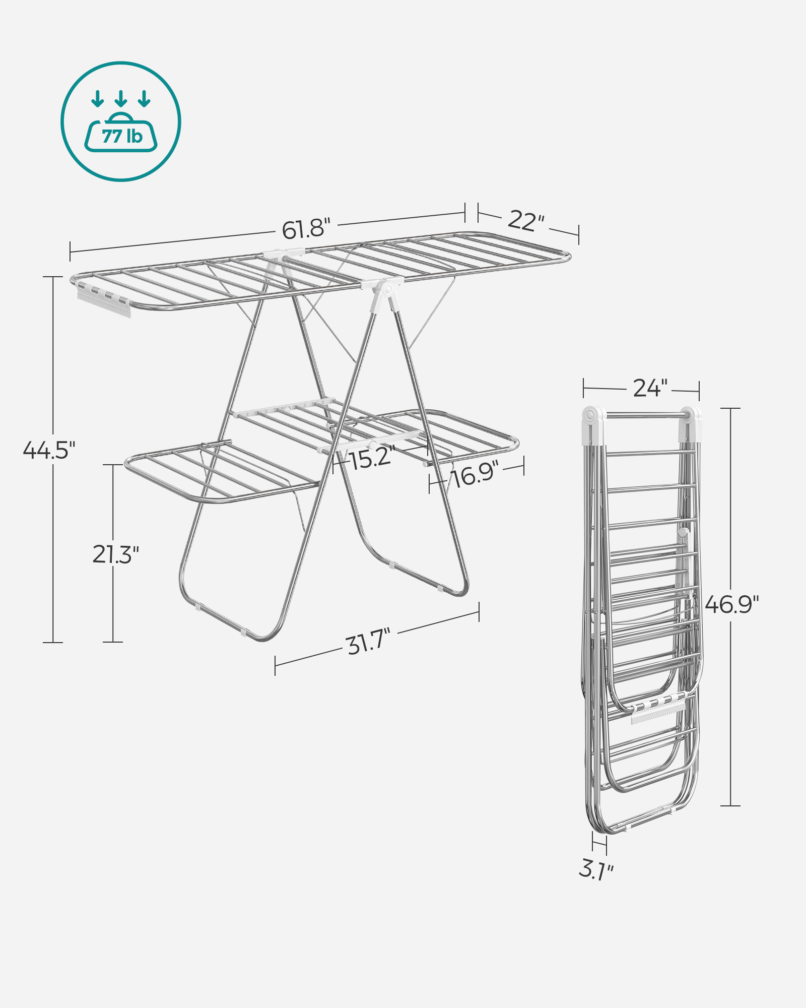 SONGMICS stainless steel foldable laundry stand laundry clothes rack clothes drying rack