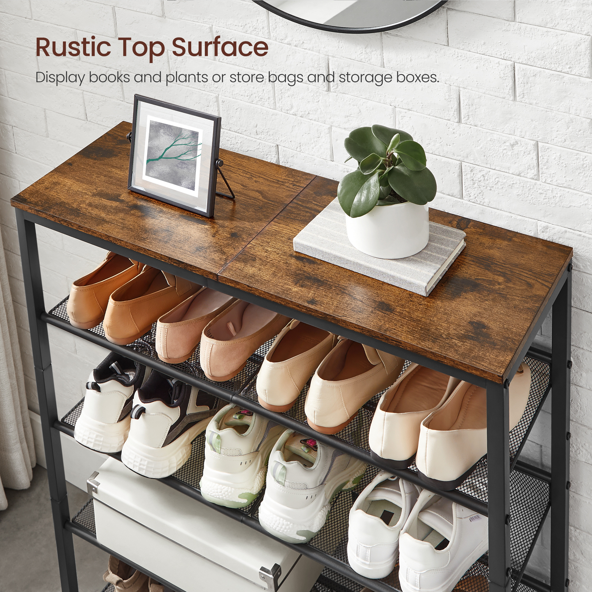 VASAGLE wholesale shoe rack for home 5 tier wood metal shoe racks