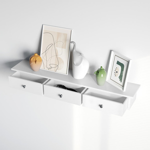 SONGMICS Wood Floating Shelves for Bathroom Kitchen Bedroom Living Room mounted storage shelf Wall Shelf with 3 Drawers