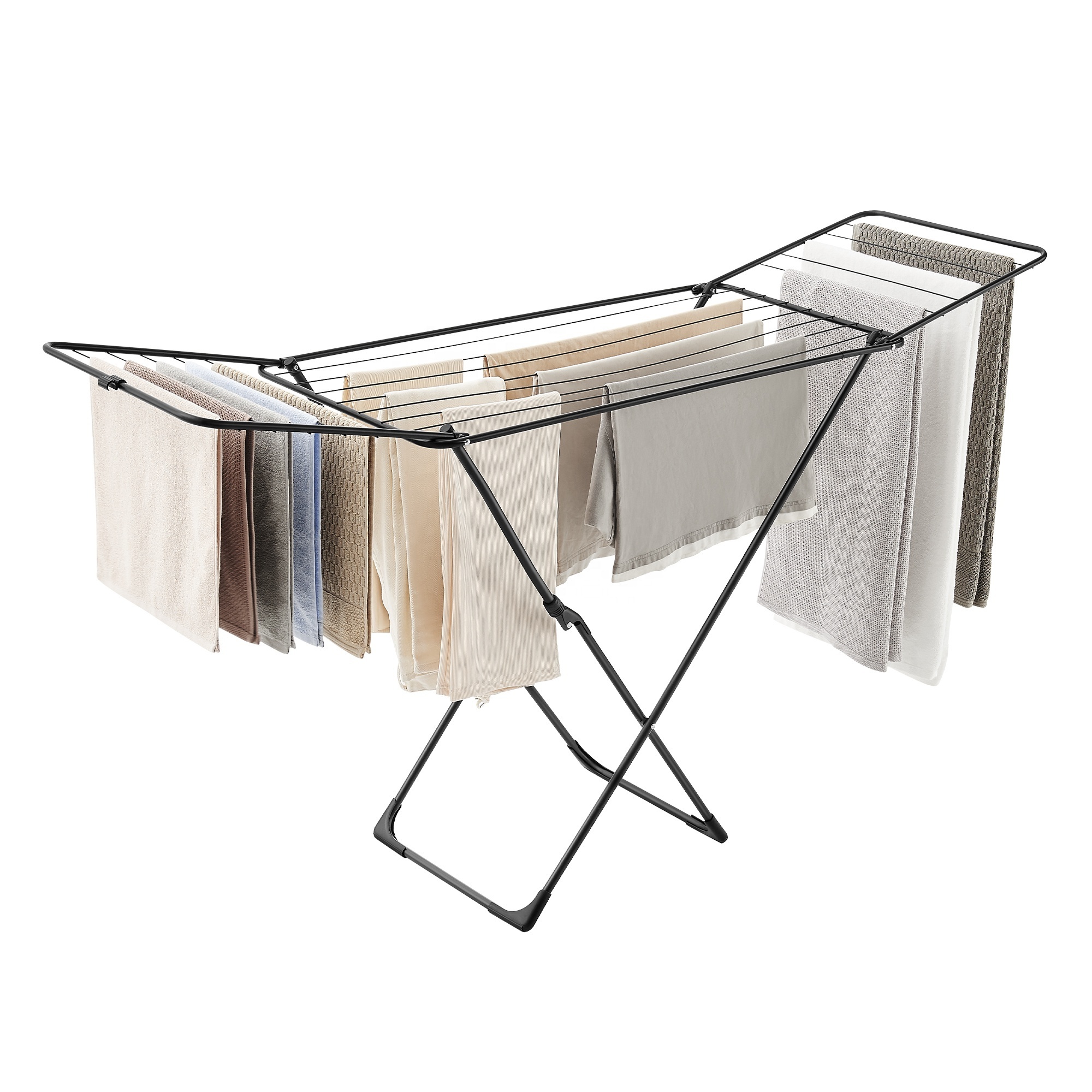 SONGMICS Space-Saving Metal Laundry Drying Rack Clothes Drying Rack with Gullwings