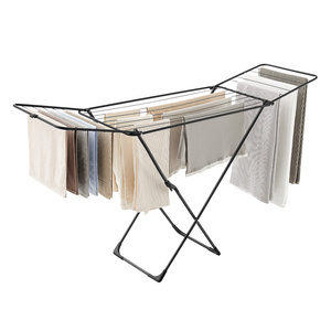 SONGMICS Space-Saving Metal Laundry Drying Rack Clothes Drying Rack with Gullwings