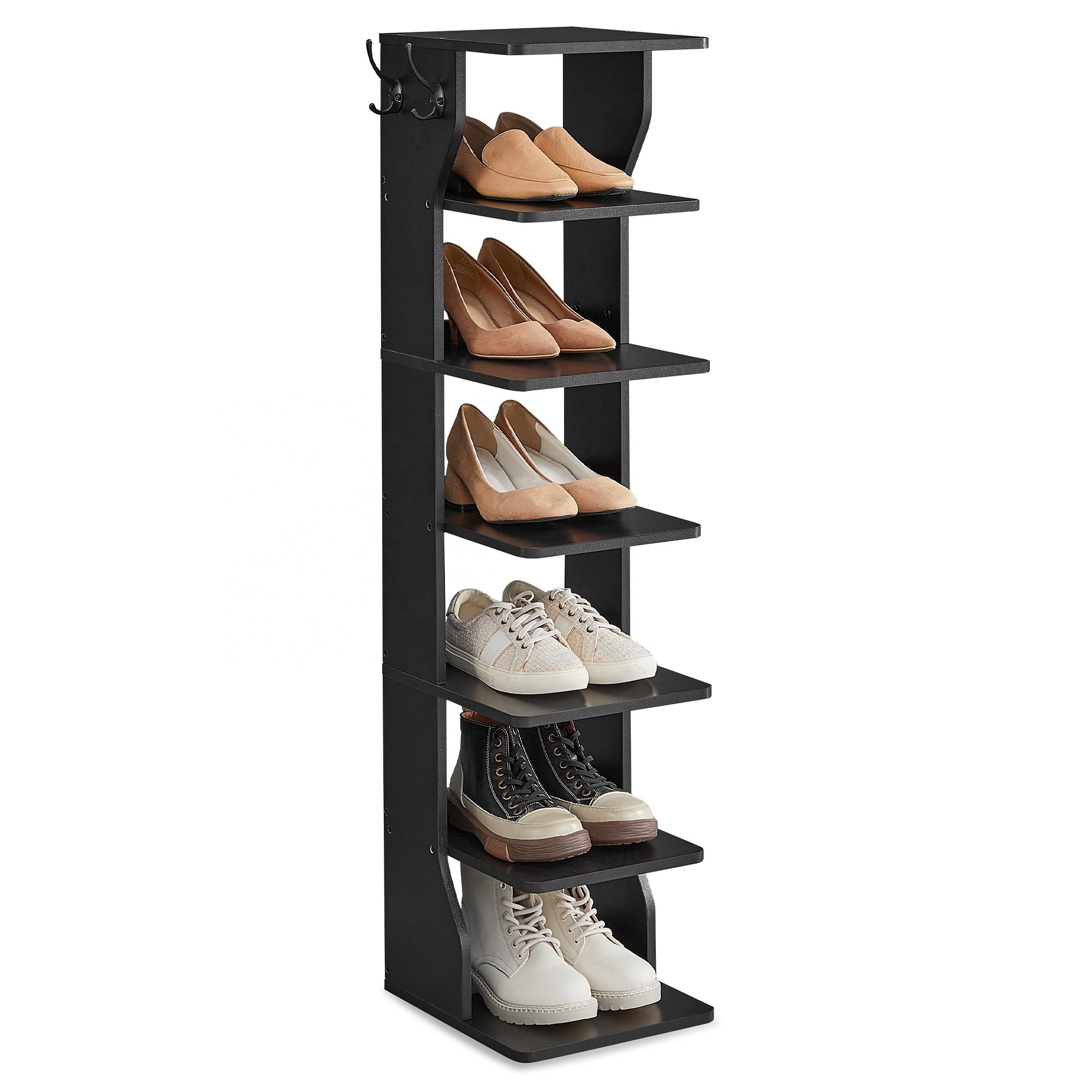 VASAGLE 6-Tier Shoe Stand for Small Spaces Hallway Cloakroom Narrow Shoe Storage Organiser Slim Shoe Rack