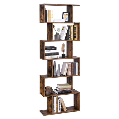 5VASAGLE Cube Display Shelf and Room Divider, Freestanding Decorative Storage Shelving, 6-Tier Bookshelf, Rustic Wooden Bookcase