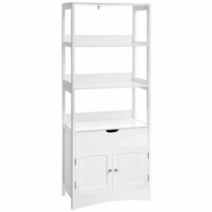 VASAGLE Bathroom  Kitchen Study Room Tall Storage Cabinet Free Standing Bookshelf with 3 Open Shelves