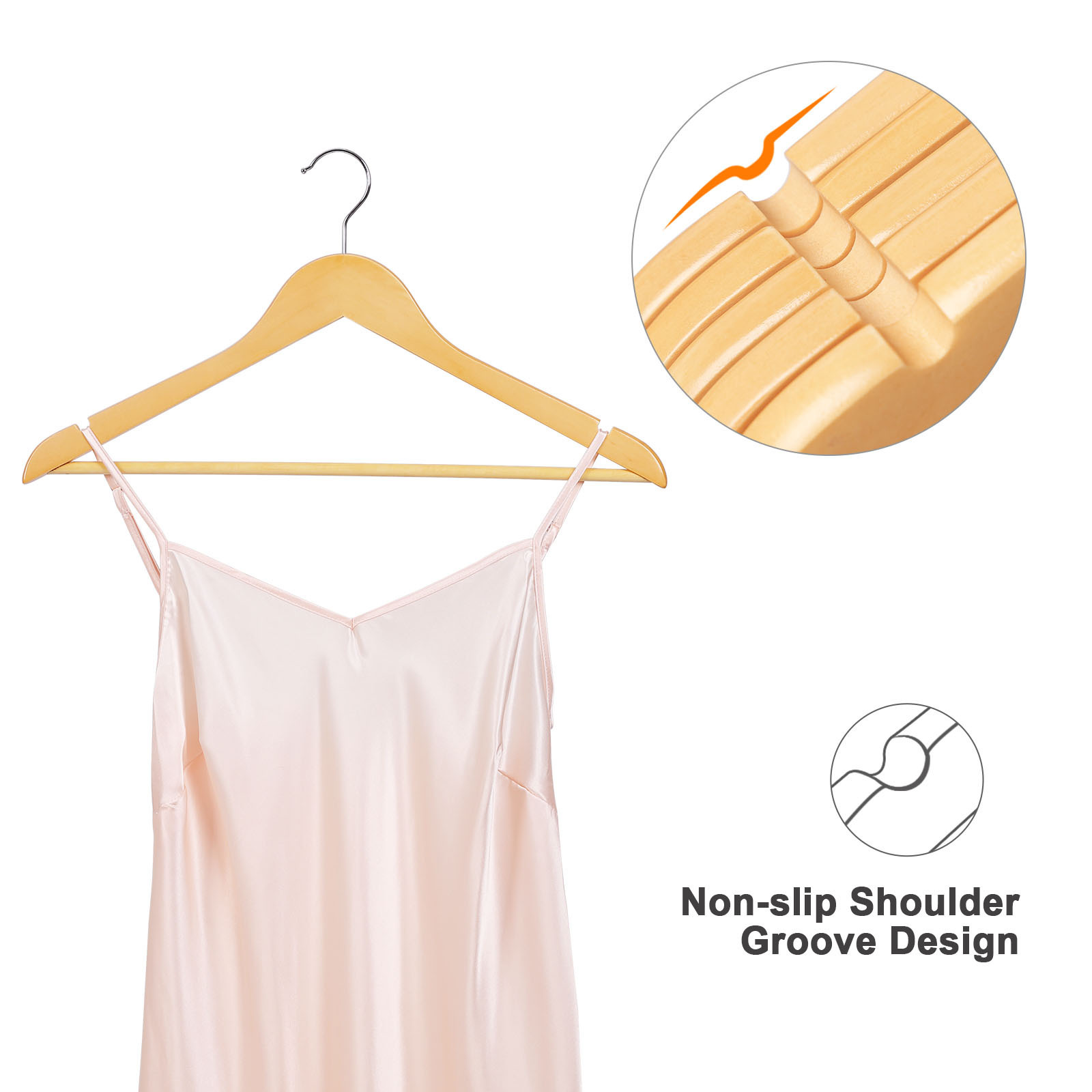 SONGMICS Wholesale Cloth Hangers Luxury Customize Non Slip Boutique Clothes Wooden Hanger for Clothing Shop