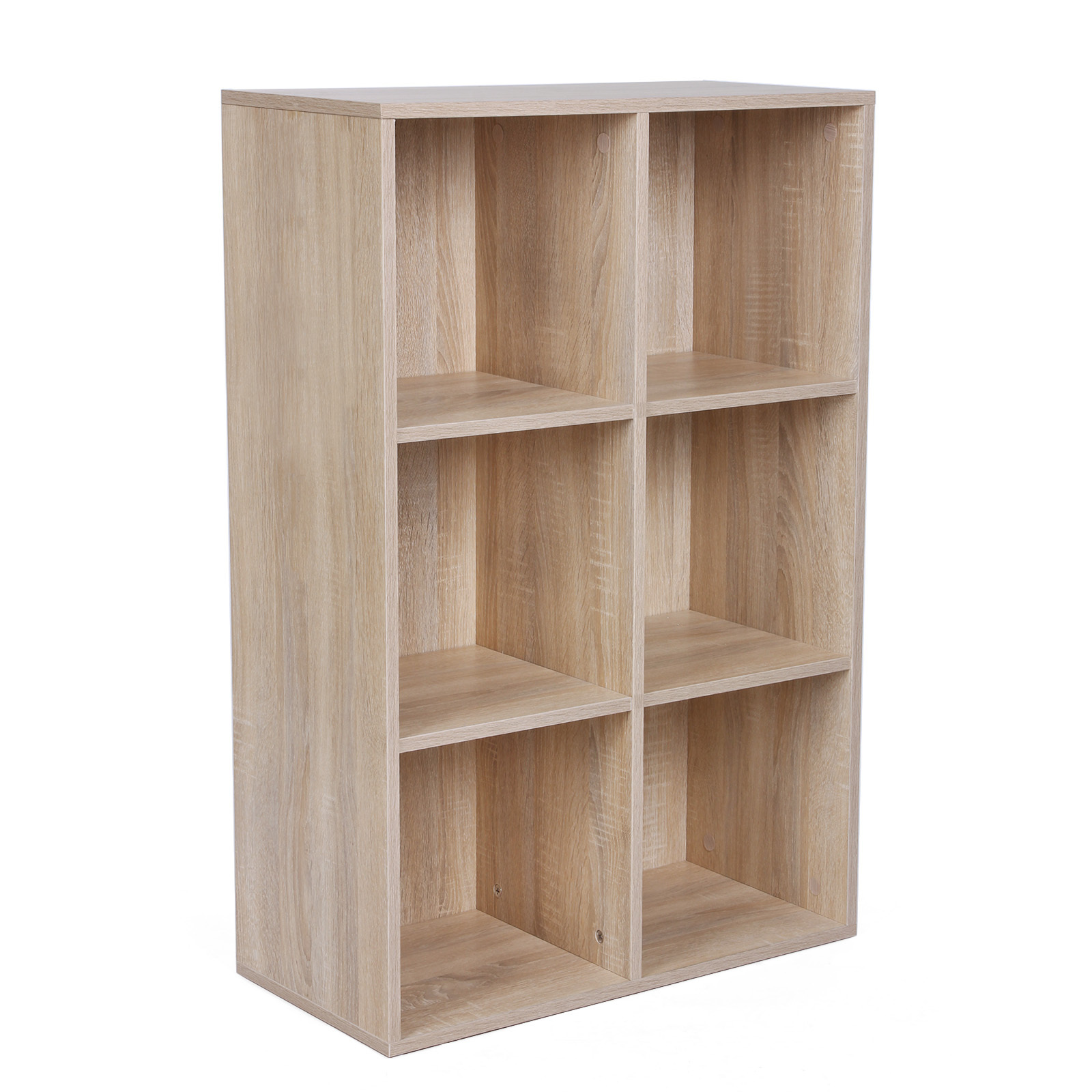 VASAGLE Wooden Bookshelf Shape Display Shelf Unit Shelf Rack Bookcase with 6 Compartments