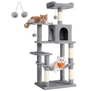 Feandrea Multi-Level Plush Cat Condo with 4 Scratching Posts 143 cm Cat Tower  Activity Centre Climbing cat Tree