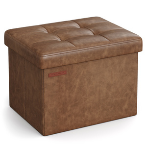 SONGMICS button design cube shape foldable storage ottoman Customizable Sturdy Cube Ottoman with Legs